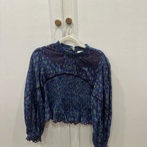 FARM Rio Vibrant Blue and Green Blouse